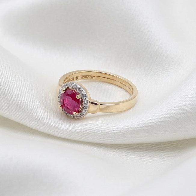 CZ Ruby Ring in 18K