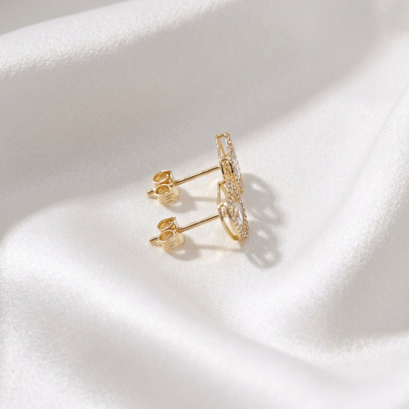 18K Gold Heart Earrings