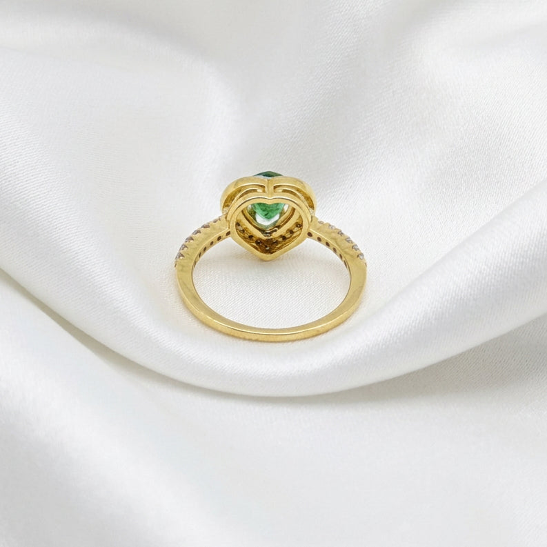 CZ Emerald Heart Ring in 18K Gold