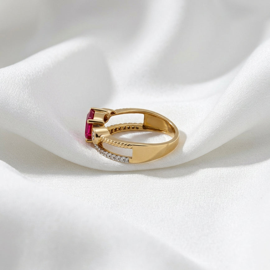 18K Ruby and CZ Ring