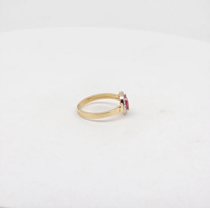 CZ RUBY RING 18K