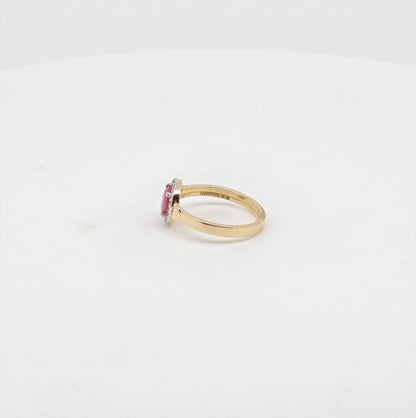 CZ RUBY RING 18K
