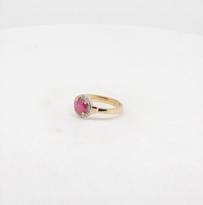 CZ RUBY RING 18K