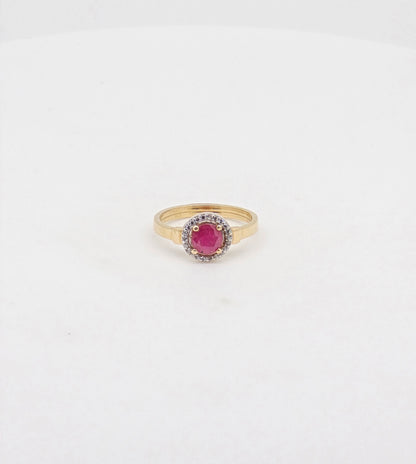 CZ RUBY RING 18K