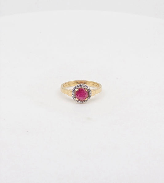 CZ RUBY RING 18K