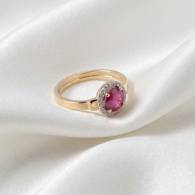 CZ Ruby Ring in 18K