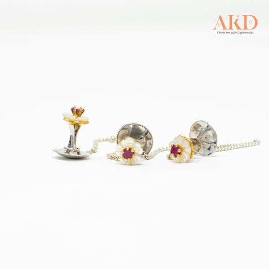 Gents Kurta Buttons by G×J Studded with Rubies