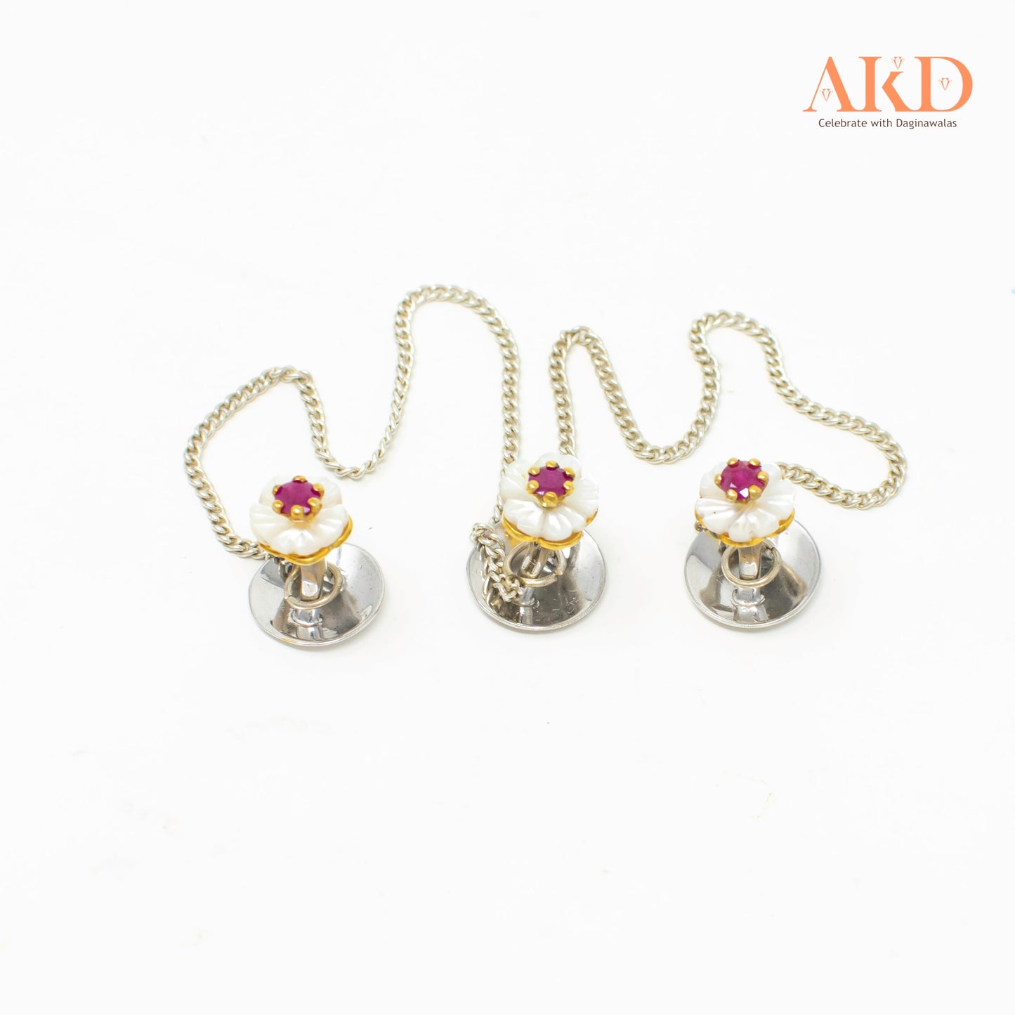 Gents Kurta Buttons by G×J Studded with Rubies