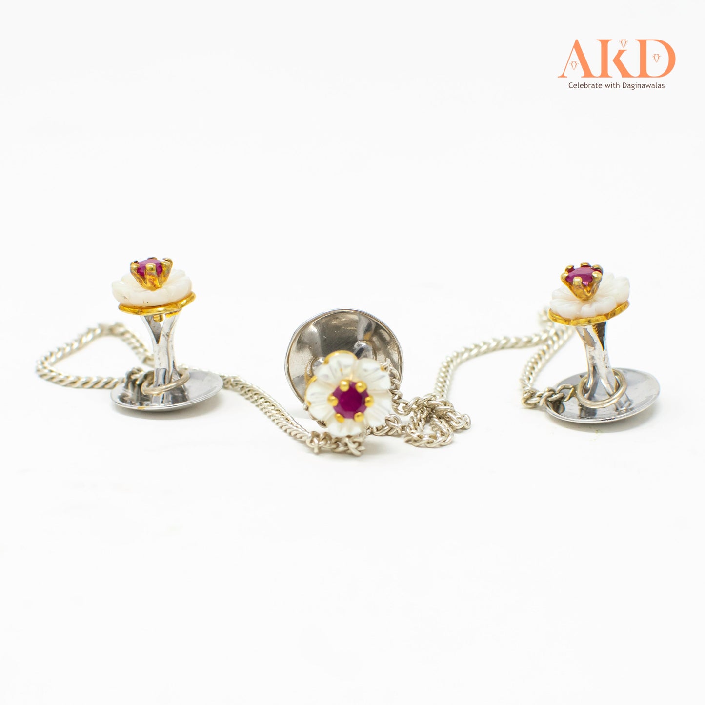 Gents Kurta Buttons by G×J Studded with Rubies