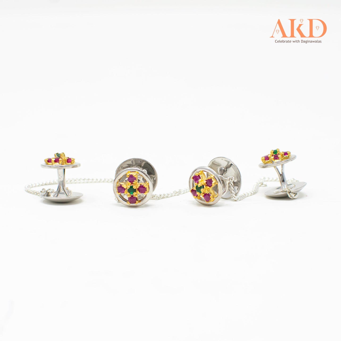 Gents Kurta Buttons by G×J Studded with Rubies