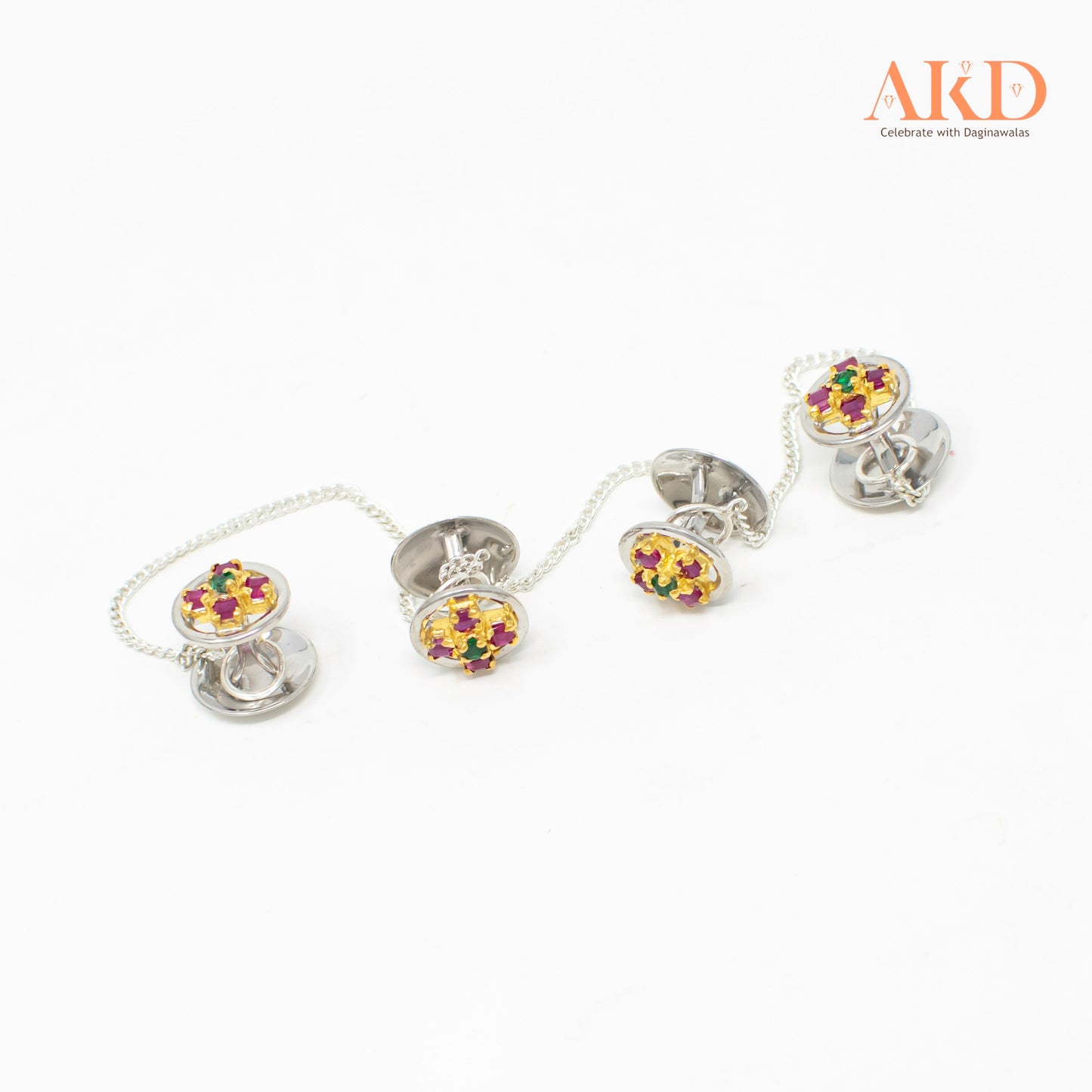 Gents Kurta Buttons by G×J Studded with Rubies