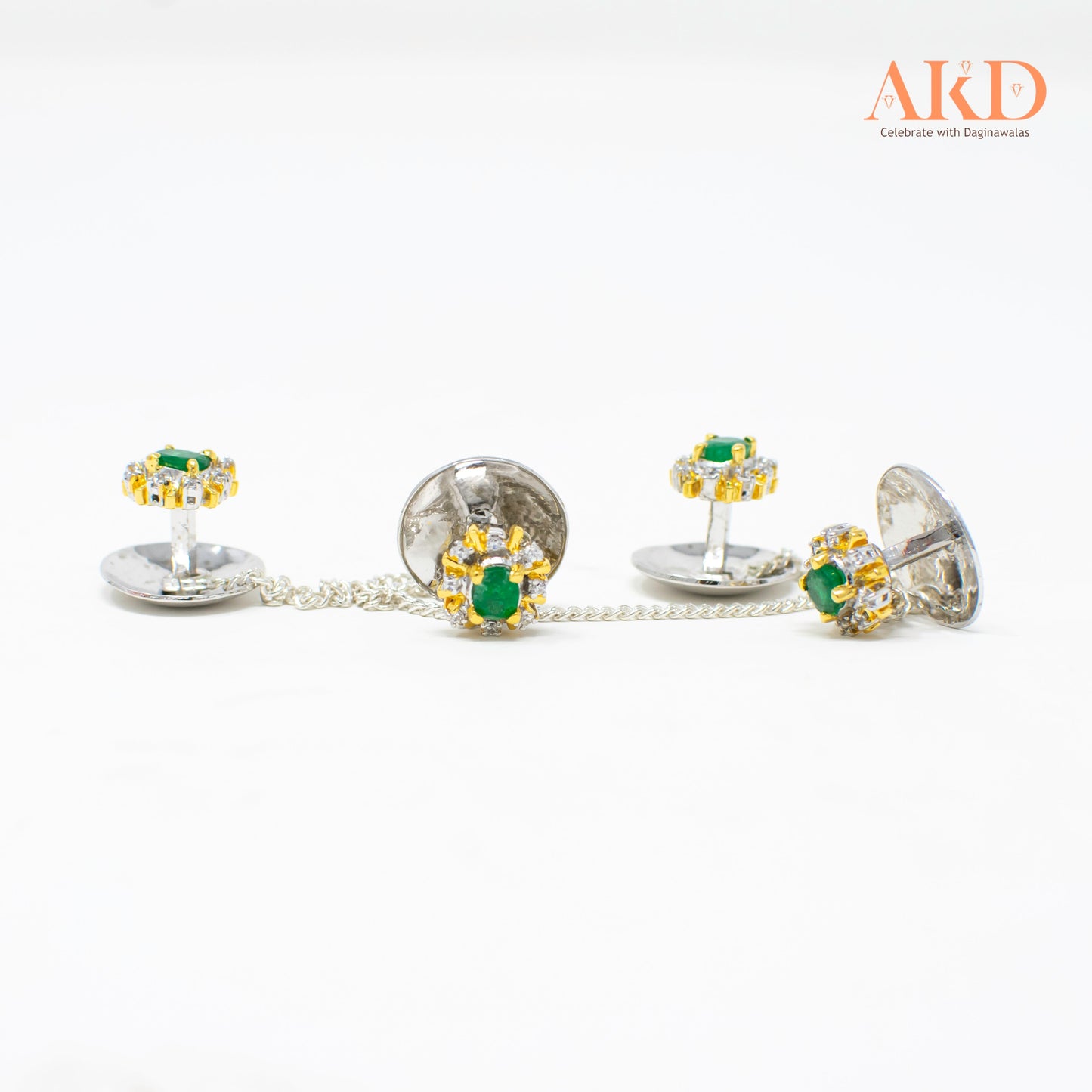 Gents Kurta Buttons by G×J Studded with Emeralds