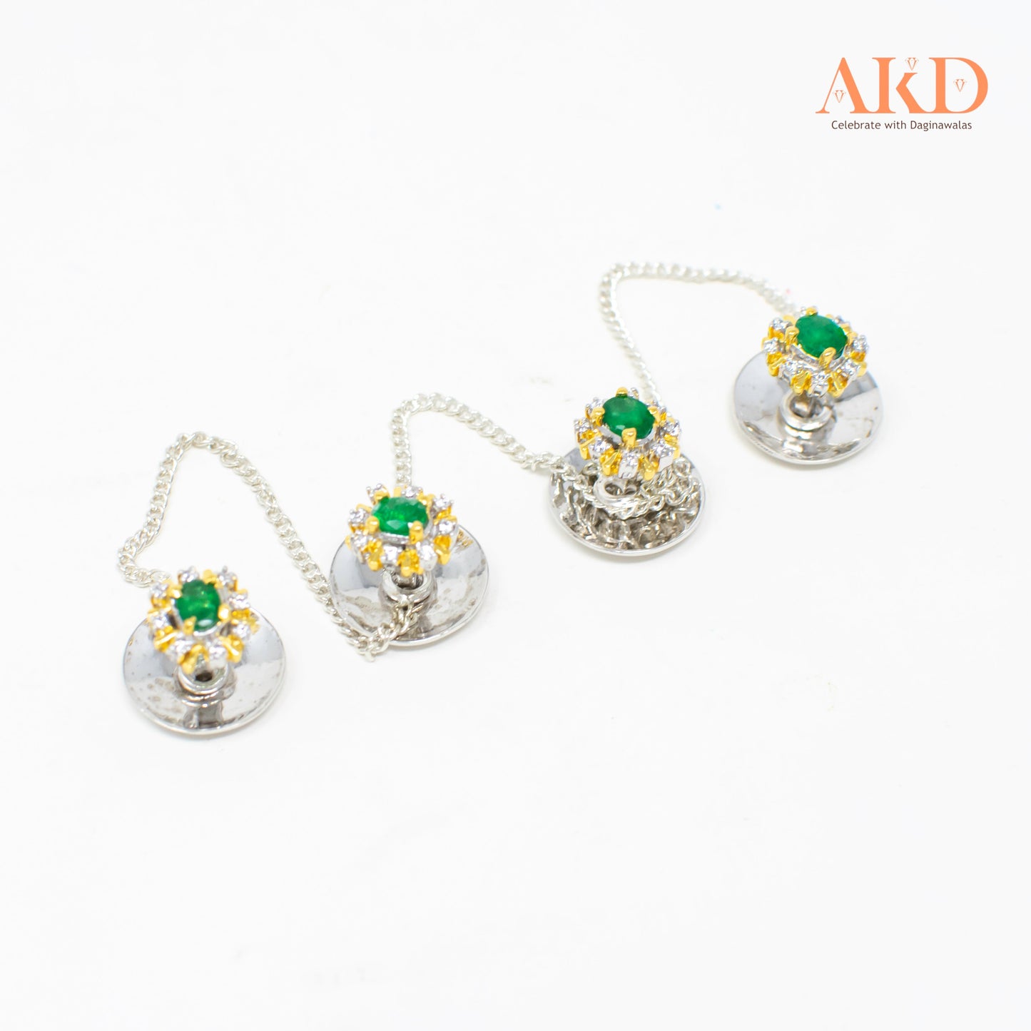 Gents Kurta Buttons by G×J Studded with Emeralds