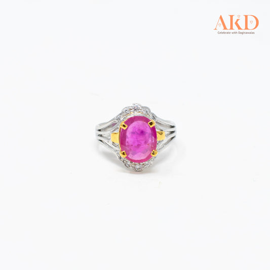 Gents Rings by G×J with 18K Gold and Silver Base Studded with Ruby