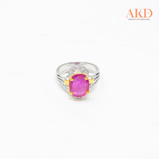 Gents Rings by G×J with 18K Gold and Silver Base Studded with Ruby