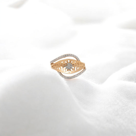 CZ STUDDED RING 18K SRJ-LR-2690