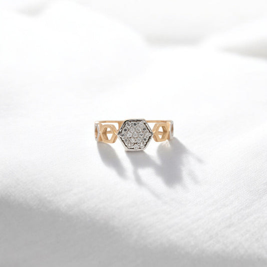 CZ STUDDED RING 18K SRJ-LR-2754